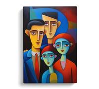 Loving Family Hard Edge Painting Canvas Print | Gallery Wrapped 30mm Frame Wall Art | 30x20 inches | Ready to Hang | Modern Picture | Living Room Bedroom Lounge Office
