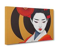 Loving Geisha Canvas Print | Gallery Wrapped 30mm Frame Wall Art | 30x20 inches | Ready to Hang | Contemporary Picture | Living Room Bedroom Lounge Office