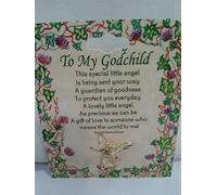 Loving Jesus GUARDIAN ANGEL PIN 2" TO MY GODCHILD