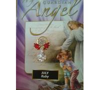 Loving Jesus GUARDIAN ANGEL PIN BIRTHSTONE 1 1/2 JULY RUBY