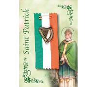 Loving Jesus St.Patrick's Day Badge Tricolour Ribbon GOLDEN HARP St Patrick's Picture