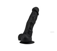 Loving Joy 7 Inch Realistic Silicone Dildo with Suction Cup and Balls Black
