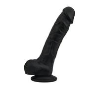 Loving Joy 8 Inch Realistic Silicone Dildo with Suction Cup and Balls Black