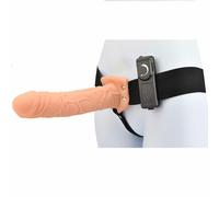 Loving Joy 8 Inch Vibrating Hollow Strap On Vanilla