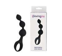 Loving Joy Triple Ripple Anal Beads Butt Plug Silicone Anal Prostate Massager