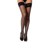 Loving Joy Women's Fishnet Thigh High Stockings with Rhinestones in Black Loving Joy Black One Size