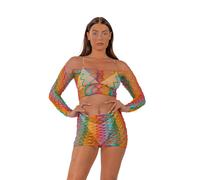 Loving Joy Women's Rainbow Crop Top & Skirt Set Loving Joy Multicolor One Size