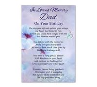 Loving Memory Dad On Your Birthday Memorial Card Graveside Poem & Ground Stake F316, Multicoloured, 148mm x 105mm