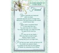 Loving Memory Graveside Memorial Card - Dear Friend Green White Lily 6.25x4.25