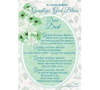 Loving Memory Graveside Memorial Card - Green Goodbye God Bless Dear Dad 6x4"