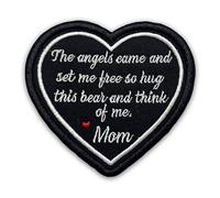 Loving Memory Heart Memorial Patch 3 Inches The Angels Came and Set Me Free, Iron On/Sew On Embroidery Fabric Applique Patches for Trucker Hats Clothes Gift for Mom Dad Grandparents (Style 3 Mom)