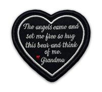Loving Memory Heart Memorial Patch 3 Inches The Angels Came and Set Me Free, Iron On/Sew On Embroidery Fabric Applique Patches for Trucker Hats Clothes Gift for Mom Dad (Style 3 Grandma)