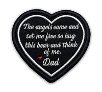 Loving Memory Heart Memorial Patch 3 Inches The Angels Came and Set Me Free, Iron On/Sew On Embroidery Fabric Applique Patches for Trucker Hats Clothes Gift for Mom Dad Grandparents (Style 3 Dad)