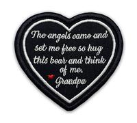 Loving Memory Heart Memorial Patch 3 Inches The Angels Came and Set Me Free, Iron On/Sew On Embroidery Fabric Applique Patches for Trucker Hats Clothes Gift Mom Dad (Style 3, Patch Grandpa)