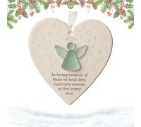 Loving Memory Heart-Shaped Ornament, Heart-Shaped Sea Glass Angel Christmas Decoration for Memory of The Dead, Angel Sea Glass Christmas Tree Hanging Ornament, Holiday Home Decor Gifts (1Pcs)