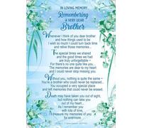 Loving Memory Open Graveside Memorial Card - Blue with Flowers - Brother 6x4
