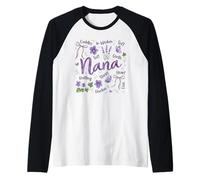 Loving Nana Floral Butterfly Lavender Violets Raglan Baseball Tee