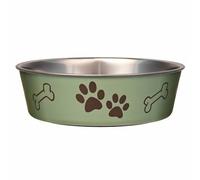 Loving Pets - Bella Bowls - Dog Food Water Bowl No Tip Stainless Steel Pet Bowl No Skid Spill Proof (Large, Artichoke Green)