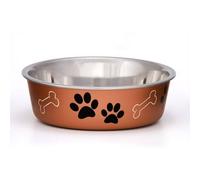 Loving Pets Stainless Steel Bella Dog Bowl Non-Slip Dishwasher Safe & Bacteria Resistant Metallic Pet Dish - Copper - Medium (796 ml)
