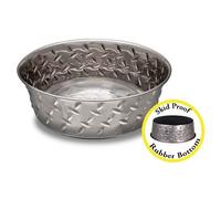 Loving Pets Ruff-N-Tuff Diamond Plated Dog Bowl Stainless Steel Heavy Weighted Dish - Small (950 ml)