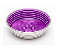 Loving Pets Le Bol Glazed Interior Stainless Steel Dog Bowl Non-Slip Dishwasher Safe Durable Pet Dish -Lilac - Medium (850 ml)