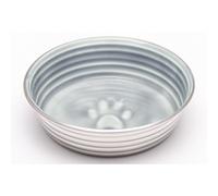 Loving Pets Le Bol Glazed Interior Stainless Steel Dog Bowl Non-Slip Dishwasher Safe Durable Pet Dish - Parisian Grey - Small (500 ml)