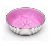 Loving Pets Le Bol Glazed Interior Stainless Steel Dog Bowl Non-Slip Dishwasher Safe Durable Pet Dish - Rose - Small (500 ml)