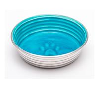 Loving Pets Le Bol Glazed Interior Stainless Steel Dog Bowl Non-Slip Dishwasher Safe Durable Pet Dish - Seine Blue - Small (500 ml)