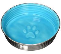 Loving Pets Le Bol Glazed Interior Stainless Steel Dog Bowl Non-Slip Dishwasher Safe Durable Pet Dish - Seine Blue - Large (1.4 Litre)