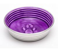 Loving Pets Le Bol Glazed Interior Stainless Steel Dog Bowl Non-Slip Dishwasher Safe Durable Pet Dish -Lilac - Medium (850 ml)