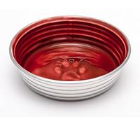 Loving Pets Le Bol Glazed Interior Stainless Steel Dog Bowl Non-Slip Dishwasher Safe Durable Pet Dish - Bordeaux - Large (1.4 Litre)