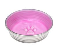 Loving Pets Le Bol Glazed Interior Stainless Steel Dog Bowl Non-Slip Dishwasher Safe Durable Pet Dish - Rose - Medium (850 ml)