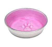 Loving Pets Le Bol Glazed Stainless Steel Dog Bowl, Rose, Small (500ml) | Ceramic-Like Interior, Non-Slip Rubber Base, Easy to Clean, Skid & Spill Preventing, For Dogs & Cats