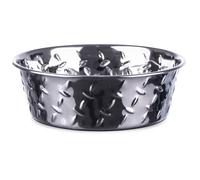 Loving Pets Ruff-N-Tuff Diamond Plated Dog Bowl Stainless Steel Heavy Weighted Dish - Small (950 ml)