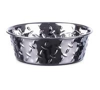 Loving Pets Ruff-N-Tuff Diamond Plated Dog Bowl Stainless Steel Heavy Weighted Dish - Small (950 ml)