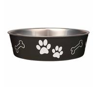 LOVING PETS Stainless Steel Bella Dog Bowl Non-Slip Dishwasher Safe & Bacteria Resistant Metallic Pet Dish - Espresso - Medium