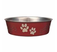 Loving Pets Stainless Steel Bella Dog Bowl Non-Slip Dishwasher Safe & Bacteria Resistant Metallic Pet Dish - Merlot - Large (1.5 Litre)