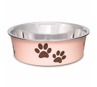 Loving Pets Stainless Steel Bella Dog Bowl Non-Slip Dishwasher Safe & Bacteria Resistant Metallic Pet Dish - Paparazzi Pink - Small (426 ml)