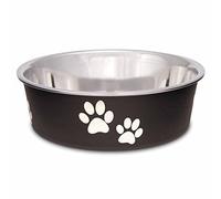 Loving Pets Stainless Steel Bella Dog Bowl Non-Slip Dishwasher Safe & Bacteria Resistant Metallic Pet Dish - Espresso - Small (426 ml)