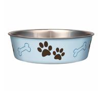 Loving Pets Stainless Steel Bella Dog Bowl Non-Slip Dishwasher Safe & Bacteria Resistant Metallic Pet Dish - Murano Blue - Medium (796 ml)
