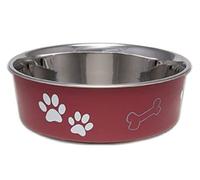 Loving Pets Stainless Steel Bella Dog Bowl Non-Slip Dishwasher Safe & Bacteria Resistant Metallic Pet Dish - Merlot - Small (426 ml)