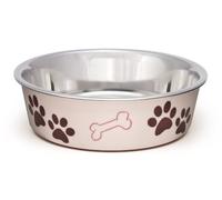 Loving Pets Stainless Steel Bella Dog Bowl Non-Slip Dishwasher Safe & Bacteria Resistant Metallic Pet Dish - Paparazzi Pink - Medium (796 ml)