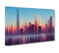 Loving Skyscraper Skyline Canvas Print | Gallery Wrapped 30mm Frame Wall Art | 30x20 inches | Ready to Hang | Contemporary Cityscape Picture | Living Room Bedroom Lounge Office