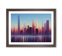 Loving Skyscraper Skyline Framed Print | A4 Walnut Framed Wall Art | Ready to Hang | Modern Cityscape Picture | Living Room Bedroom Lounge Office