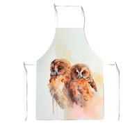 Loving Tawny Owls Watercolour Apron Warren Reed - Designer Brown One Size