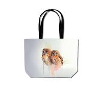 Loving Tawny Owls Watercolour Beach Shopper Tote Bag Warren Reed - Designer Brown One Size