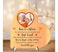 Loving Unique Personalised Best Friend Freestanding Photo Plaque - Friendship Plaque for Besties, For Birthdays or Thank You Gifts (Orange, MDF Wood - Small - 85mm x 80mm)