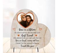 Loving Unique Personalised Best Friend Freestanding Photo Plaque - Friendship Plaque for Besties, For Birthdays or Thank You Gifts (Brown, MDF Wood - Large - 190mm x 185mm)
