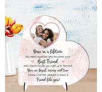 Loving Unique Personalised Best Friend Freestanding Photo Plaque - Friendship Plaque for Besties, For Birthdays or Thank You Gifts (Pink, MDF Wood - Small - 85mm x 80mm)