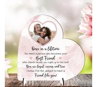Loving Unique Personalised Best Friend Freestanding Photo Plaque - Friendship Plaque for Besties, For Birthdays or Thank You Gifts (Pink, MDF Wood - Medium - 135mm x 130mm)